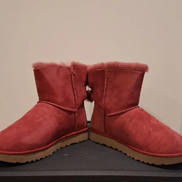 UGG Red Mini Bailey Bow Boots - Picture 9 of 14